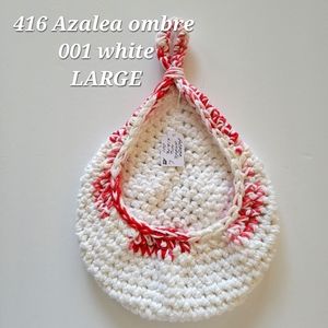 LARGE 416 AZALEA OMBRE 001 WHITE HANDMADE CROCHETED  HANGING WALL BASKET